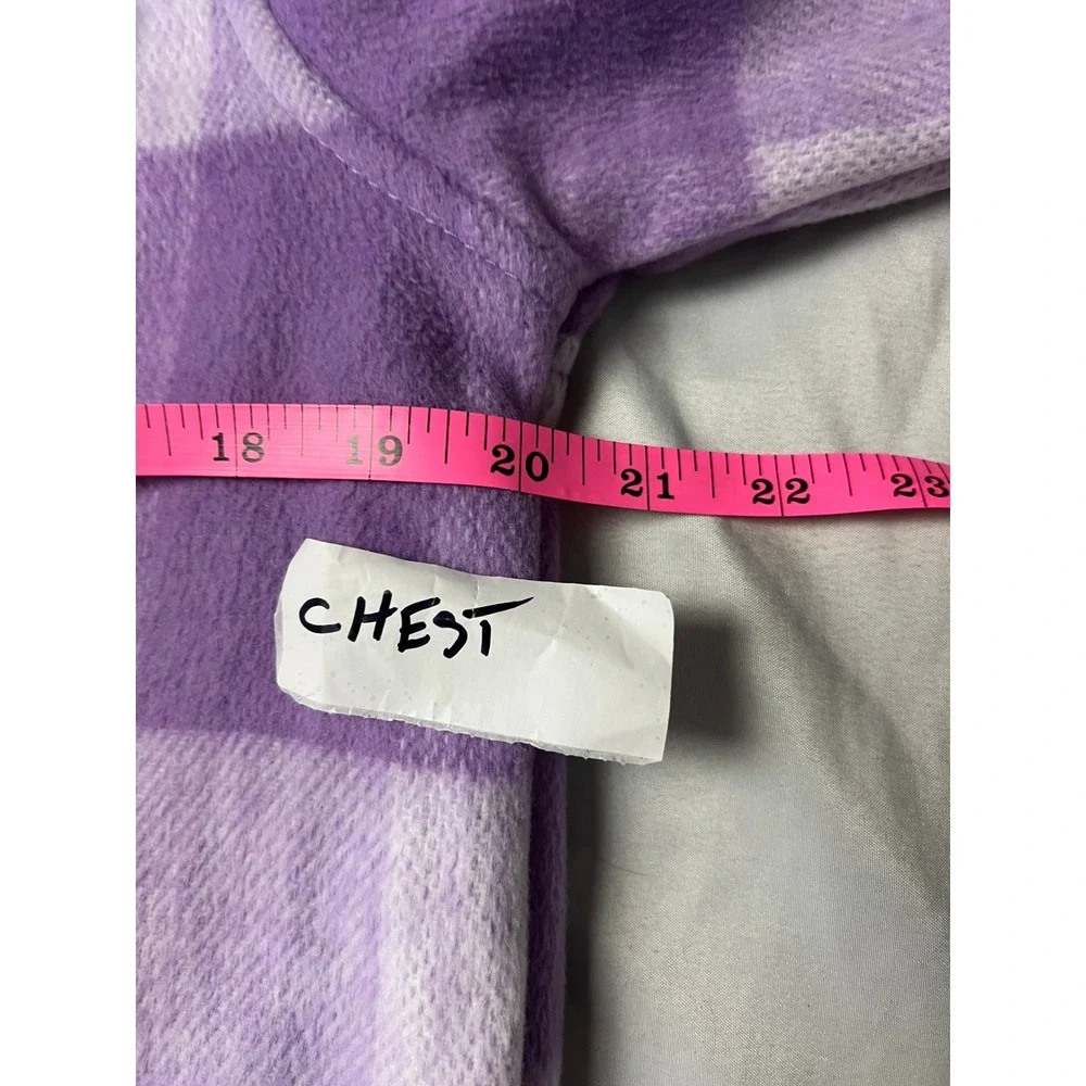 Members Mark Kids Purple Plaid Gorp Shacket Button Front Fleece Jacket XL 14/16